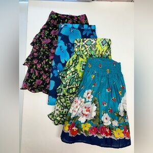 Women’s Mini Skirts (Set of 4), Small, Multicolored, Floral, Aztec, Ruffled